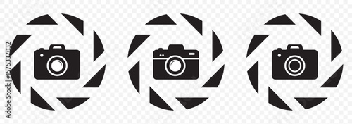 Camera icon set. Photo camera in flat style. Vector on Transparent Background. EPS 10.