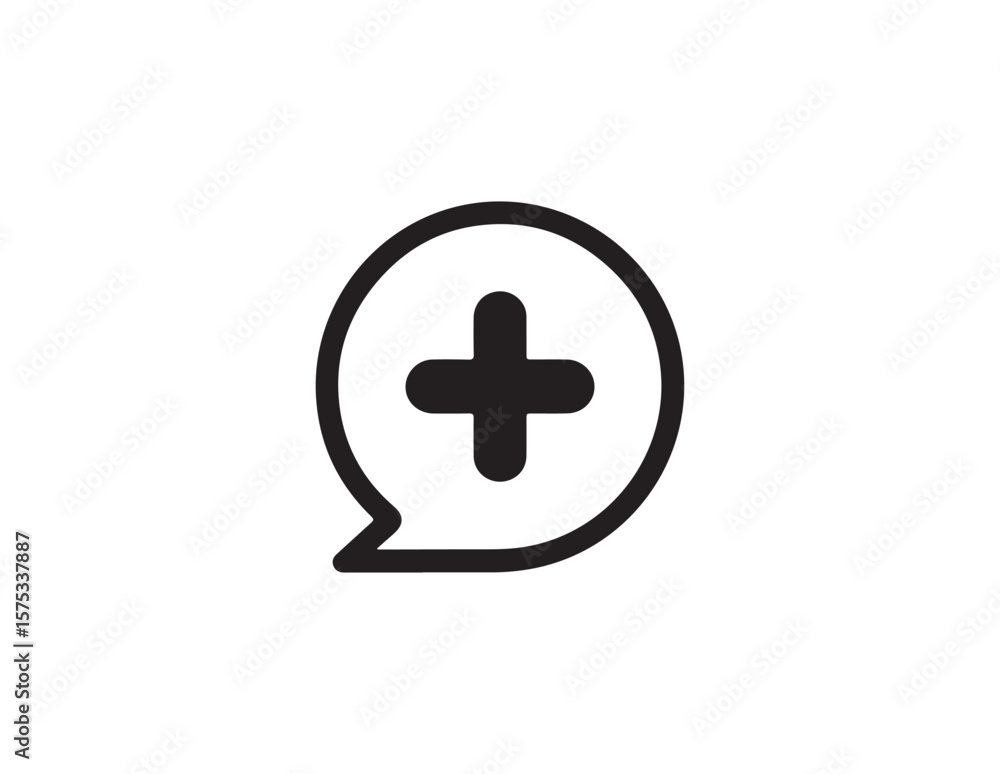 Obraz premium Speech bubble with a plus sign inside isolated on white background