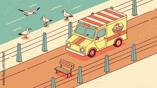 City Bus Station with Vehicles and Urban Transport Illustration