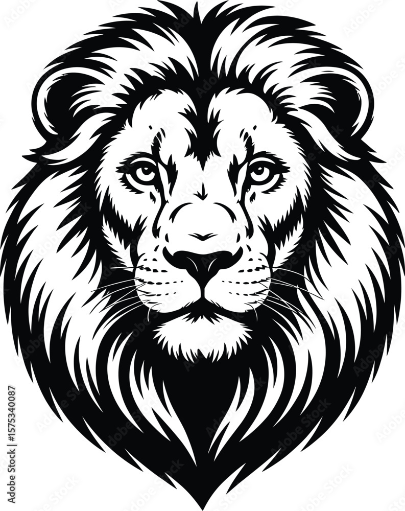 Fototapeta premium Majestic lion head black and white king mane