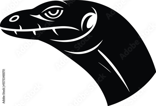Black reptile head profile white