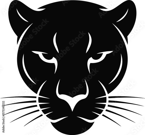 Black panther face feline wild cat