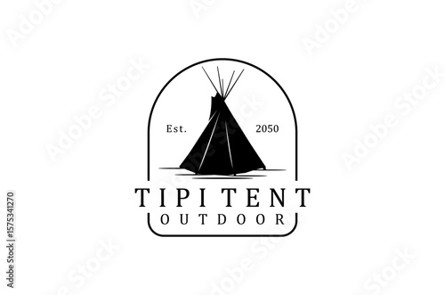 Tipi tent tepee Outdoor logo camp. Minimalist teepee design. House of nomadic tribes of the American highlands