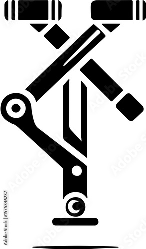 angled mechanical scissor jack icon with pivoting arms and flat base for industrial use