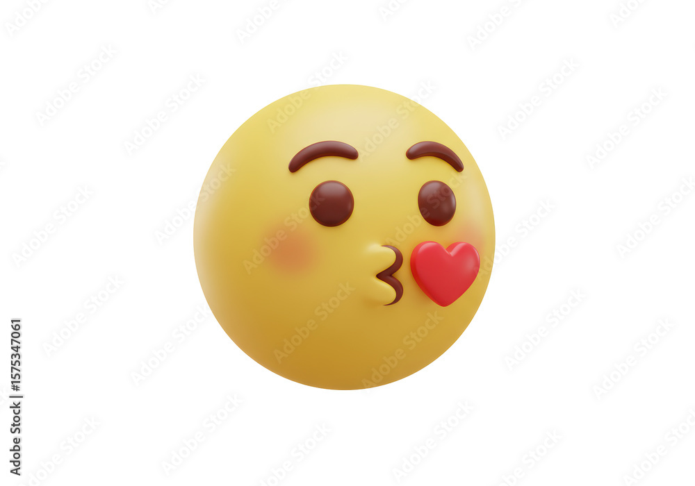 Fototapeta premium Isolated Yellow Kissing Face Emoji with Heart