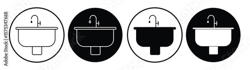 Basin icon vector design. wash basin icon  vector. Bathroom line and solid vector design illustration in trendy style