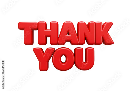 Isolated Bold Red Thank You Message in 3D Style