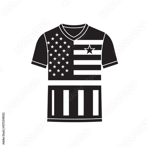 American flag pattern design applied to a classic v-neck soccer jersey illustration