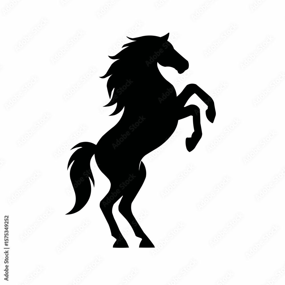 Obraz premium Unbridled Power: Rearing Horse Silhouette