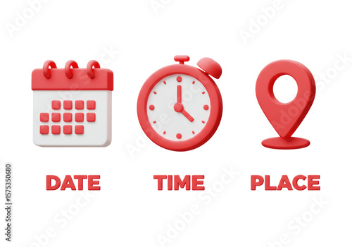 Isolated Date Time Place Event Icons