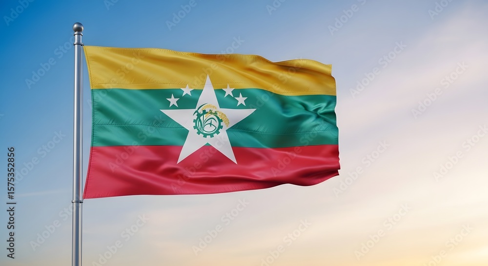 Fototapeta premium Waving Flag of Myanmar
