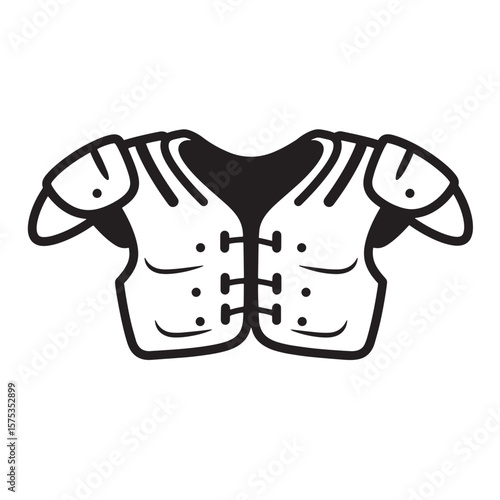 Simple black and white illustration of american football shoulder pads for sports designs
