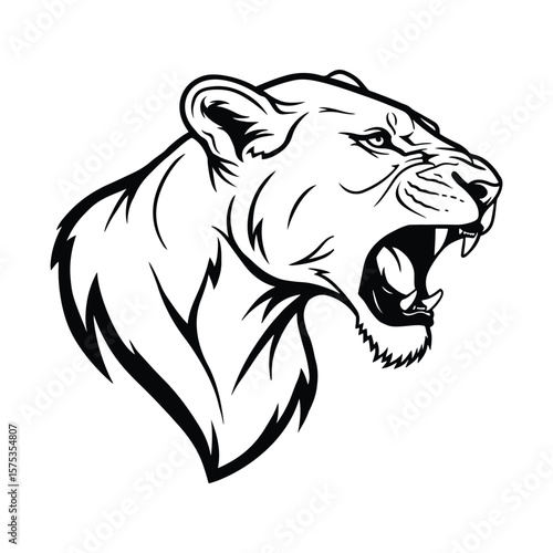 Lioness Head Vector, Roaring Lioness Illustration, Wild Female Lion Clipart, Jungle Predator Art, Fierce Lioness Drawing