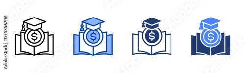 Financial Literacy icon set multiple style collection