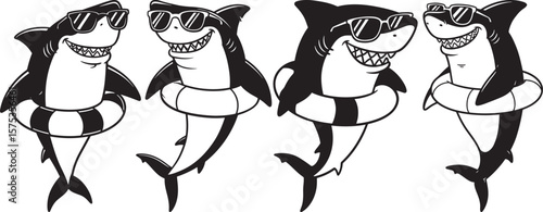 Cool Shark Wearing Sunglasses And Lifesaver silhouette