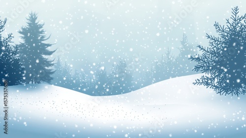 Wallpaper Mural Winter forest scene with falling snow Torontodigital.ca