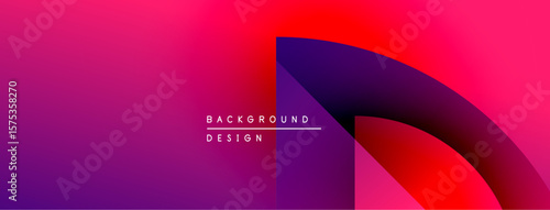 Abstract gradient background. Vibrant purple, pink, red hues blend smoothly. Minimalist design features curved shapes, text elements.