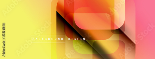 Abstract geometric shapes overlap. Warm color palette dominates, creating modern background design. Gradient transitions visible.