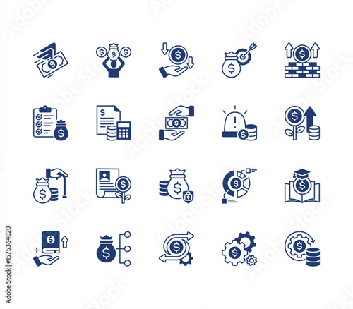 Financial freedom editable stroke icon set