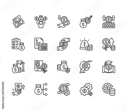 Financial freedom editable stroke icon set
