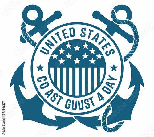 United States Coast Guard Day August 4 Emblem, vector illustration