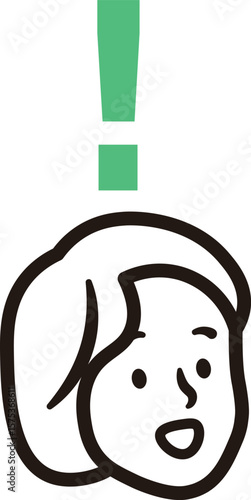 女性が閃いているシンプルなアイコンイラスト素材