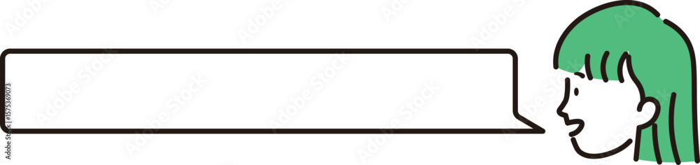 Obraz premium 笑顔のビジネスウーマンと吹き出しのシンプルなイラスト素材