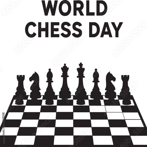 Minimalist Chess Silhouettes Vector Set – Strategy Game Pieces and Player Illustrations on White Background. world chess day.
