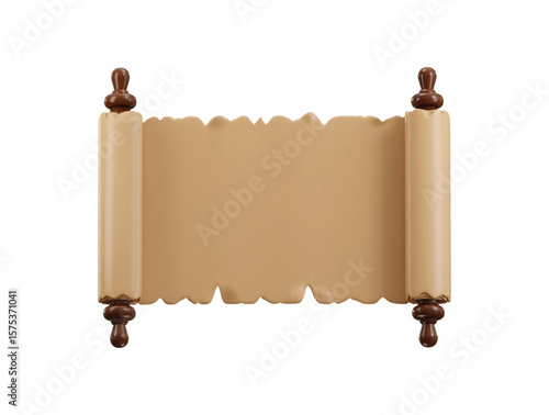 Open parchment scroll icon 3d render concept of old parchment scroll paper icon vector illustration