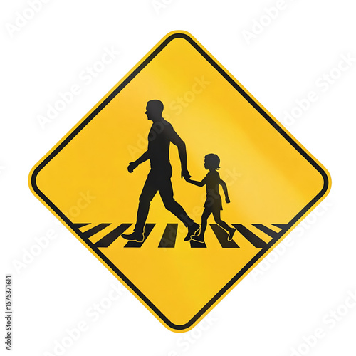 School Crossing Ahead: Pedestrian Safety Warning Sign for Drivers.