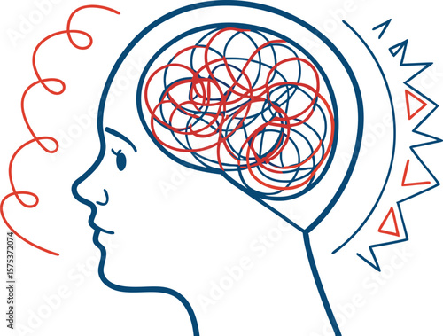 Anxiety and Overthinking Design Featuring Emotional Mental Health Themes. Artistic Anxiety and Overthinking Design Highlighting Stress and Inner Struggle. Modern Anxiety and Overthinking Design