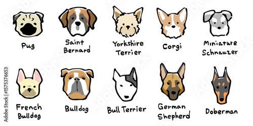 手描き風 犬のイラストセット-3