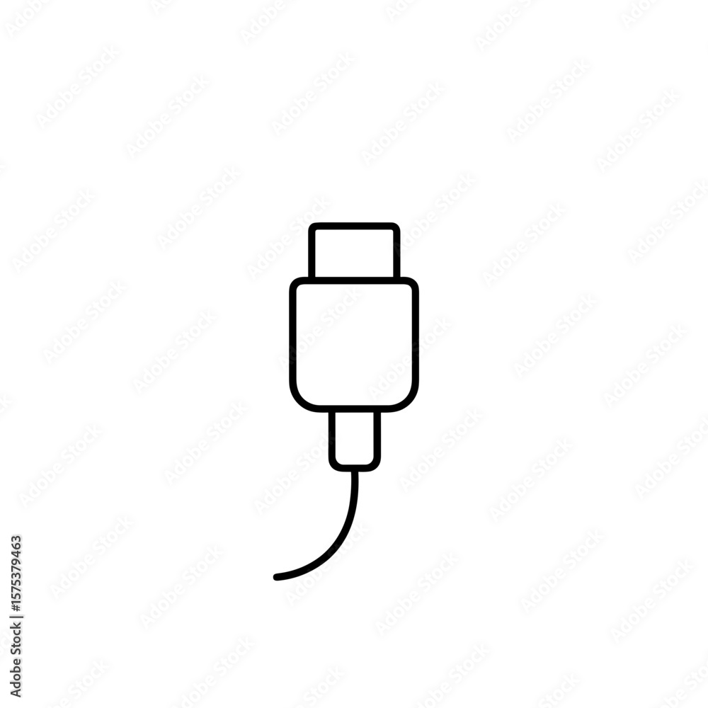 Obraz premium USB Connector Outline Icon — Charging and Data Transfer Port
