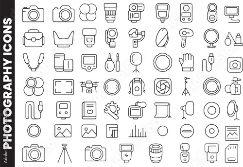 Collection of Professional Photography and Videography Equipment Outline