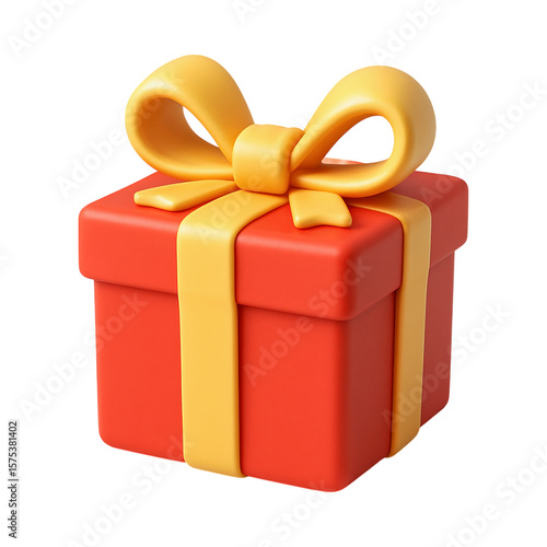 Vibrant red gift box with yellow ribbon, perfect for celebrations and holidays
