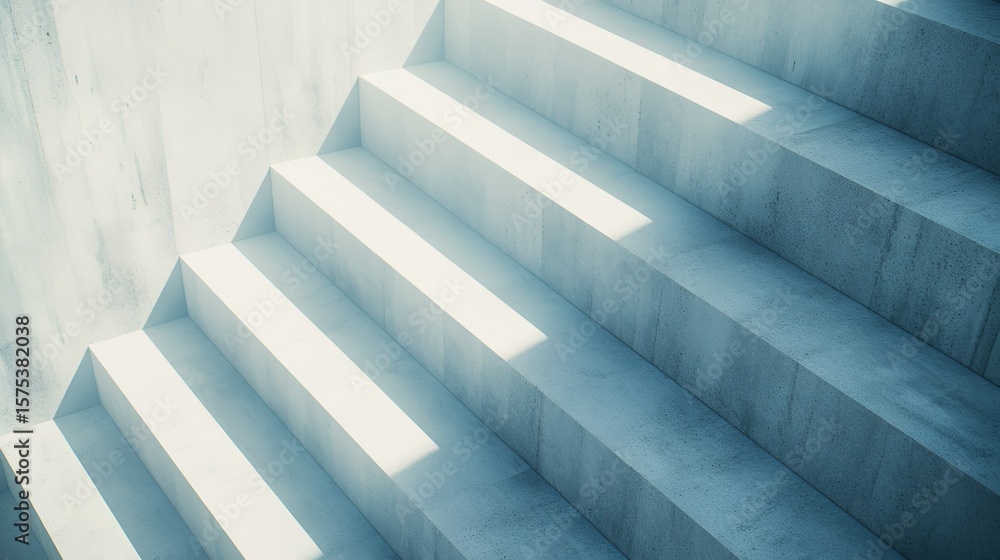 Obraz premium Minimalist White and Green Striped Stairs Close-Up on Pure White Background