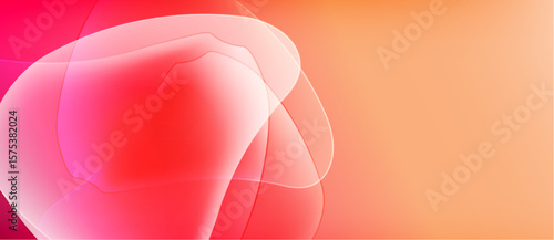 Abstract fluid shapes, vibrant pinks, oranges blend. Soft gradients create modern, dynamic visual impact. Minimalist design.