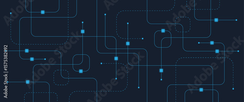 Abstract digital AI circuit board background with tech icons. Digital technology motherboard texture design. Engineering circuit board concept for poster, header, banner, website, presentation