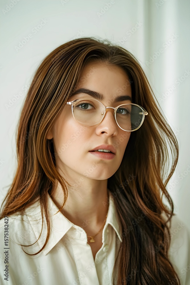 Obraz premium Confident modern woman with stylish outfit and natural makeup representing contemporary beauty and feminine empowerment