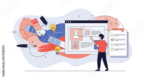 Creative design process digital planning and idea generation workflow illustration