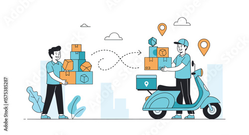 Efficient package delivery service connecting customers with couriers via scooter network for swift local transport solutions