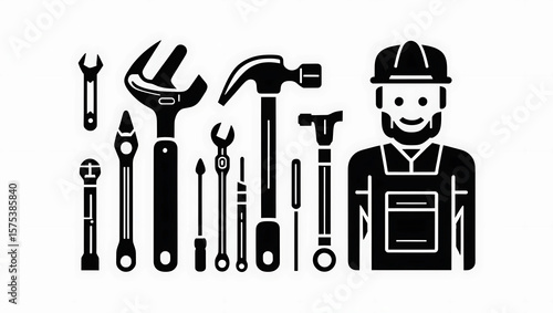 Handyman logo monochrome icons