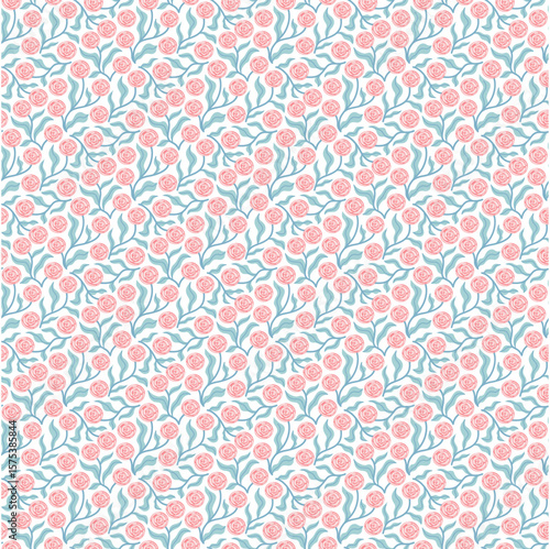 seamless pattern with pink roses flowers