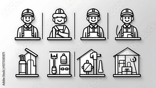 Handyman logo monochrome icons