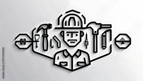 Handyman logo monochrome icons