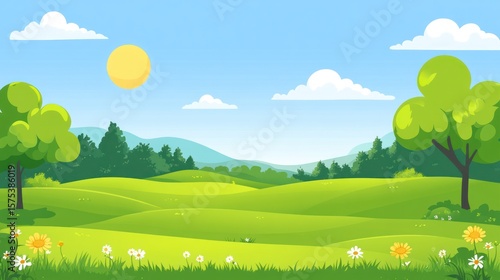 Spring landscape illustration