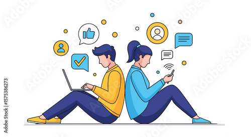 Digital connection and communication through modern technology for social interaction and engagement