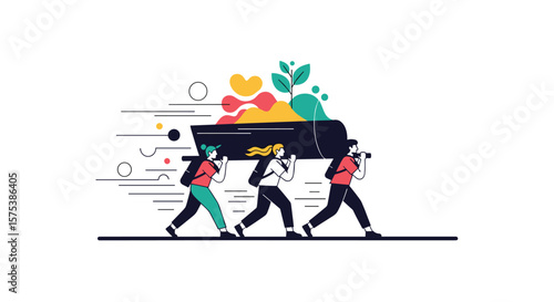 People carrying groceries and healthy food fast for delivery or shopping