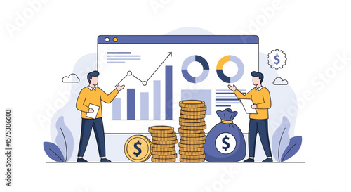 Business growth financial analysis with market trends and investment strategies