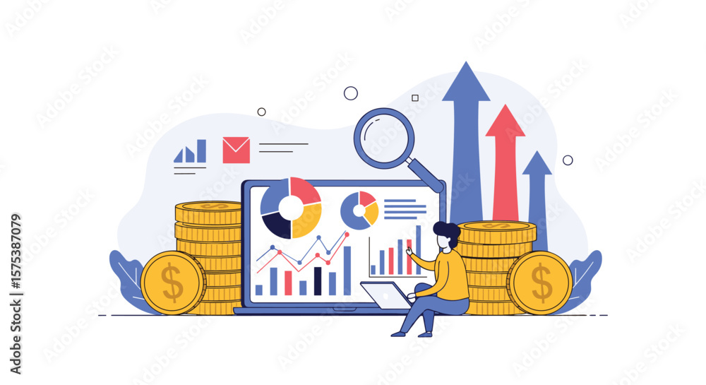 Naklejka premium Analyzing financial performance and growth strategies for business success and investment returns